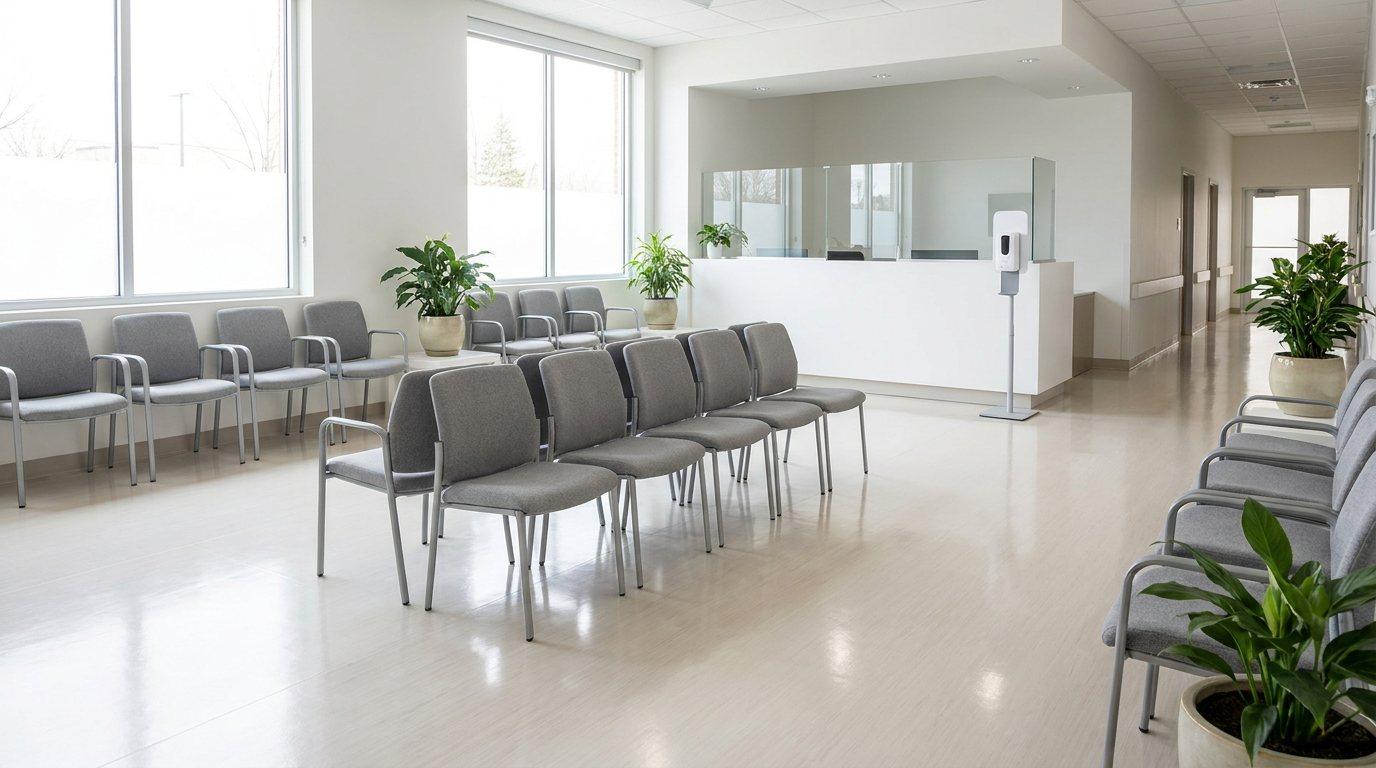 Clinic waiting room after cleaning