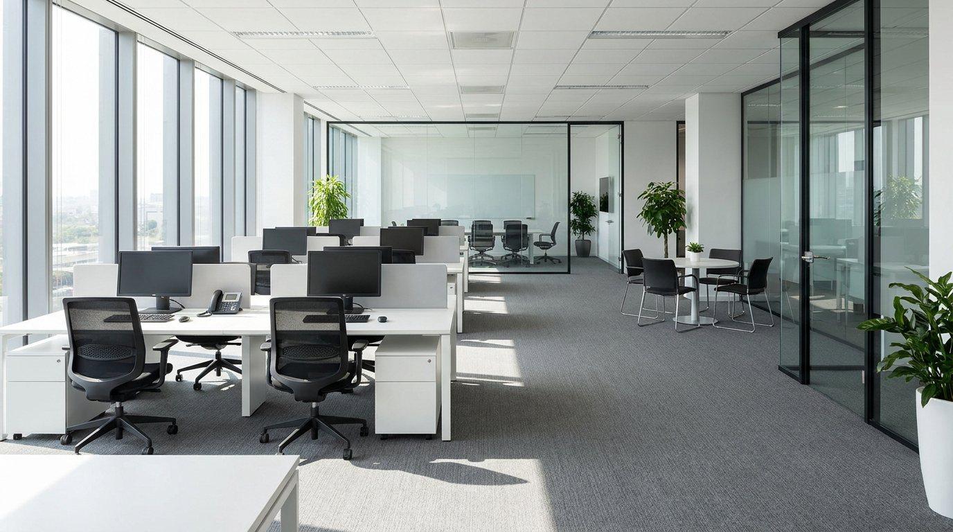 Open-plan office after cleaning
